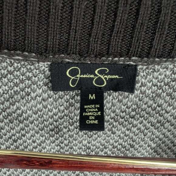 Jessica Simpson Animal Print Open-Front Knit Cardigan Sweater Gray Black‎ Size M - Picture 6 of 9